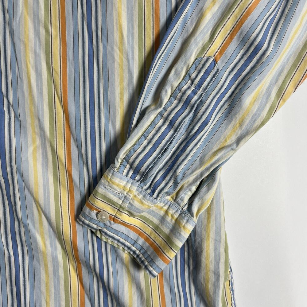 J. Ferrar‎ Men's Multicolor Striped Woven Cotton Button-Up Shirt Long Sleeve XL - Picture 4 of 7